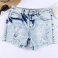 Sky Blue Distressed Bleached Denim Shorts