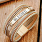 Beige BLESSED Rhinestone Braided Detail Buckle Bracelet