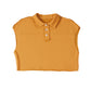 Camel Raw Edge Trim Polo Collar Cropped Tee