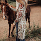 Brown Western Aztec Printed Open Front Long Cardigan