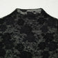 Black Sheer Floral Lace Mesh Mock Neck Long Sleeve Top