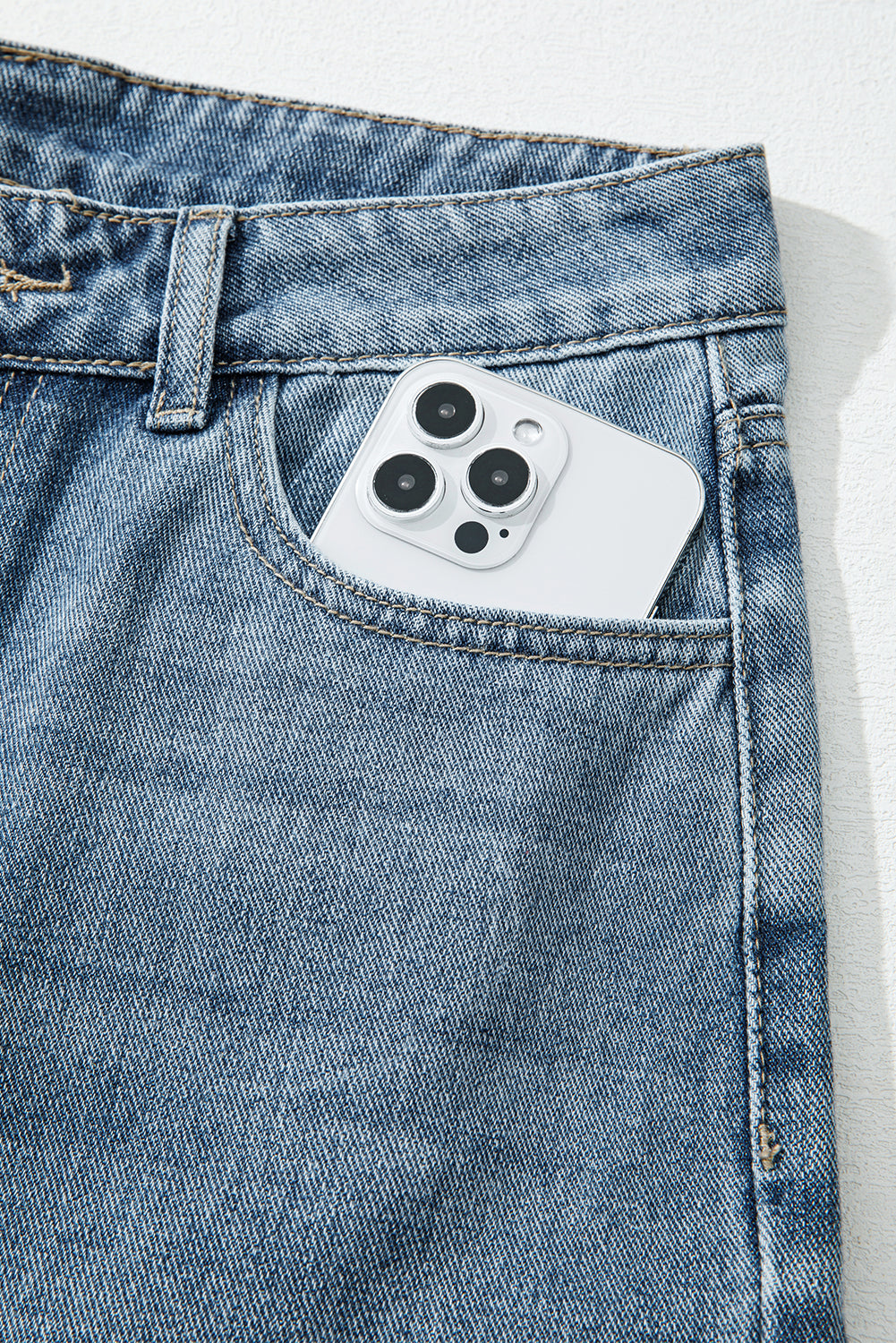 Dusk Blue Embroidered Cropped Wide Leg High Waist Jeans