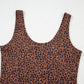 Brown Leopard Printed Sleeveless Scoop Neck Bodysuit