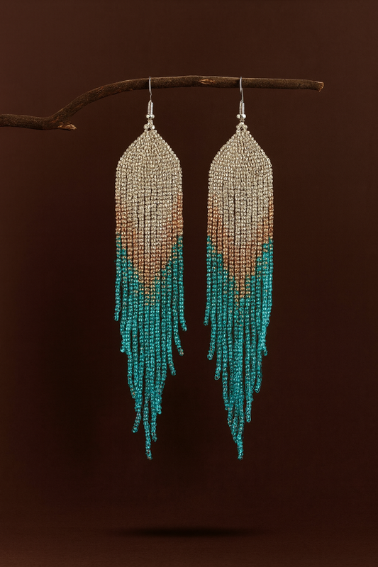 Shimmer Turquoise Beaded Earrings