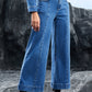 Black Plain Seam Detail Flared Bottom Ankle Length Jeans