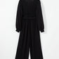 Black Cutout Back Belted V Neck Wide Leg Jumpsuit