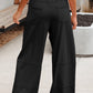 Black Mineral Wash Exposed Seam Drawstring High Waist Wide Leg Cargo Pants