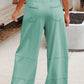 Black Mineral Wash Exposed Seam Drawstring High Waist Wide Leg Cargo Pants