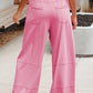 Black Mineral Wash Exposed Seam Drawstring High Waist Wide Leg Cargo Pants