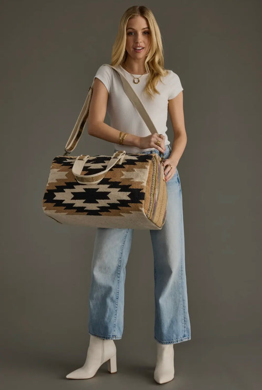 Cream, Black & Tan Western Duffel