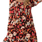 Multicolour Smocked High Waist Long Sleeve Floral Dress