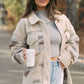 Pink Or Khaki Western Aztec Print Sherpa Splicing Buttoned Flap Pocket Coat