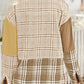 Burnt Orange Plaid Patchwork Shirt Jacket with Pocket Multiple Colors Available