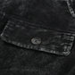 Black Vintage Distressed Mineral Wash Oversized Shacket