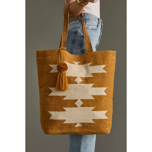 Camel & Cream Aztec Tote