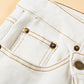 White Asymmetric Waist Design Stylish Denim Shorts