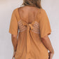 Dusty Tan Square Neck Wide Sleeves Flowy Top