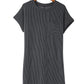 Gray Striped Ribbed Knit T-shirt Shift Dress