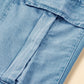 Sky Blue Drawstring High Waist Cargo Pocket Wide Leg Jeans