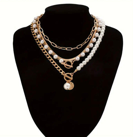 Golden Pearl Necklace Set