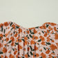 Beige Floral Bubble Sleeve Babydoll Dress