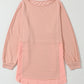 Coral Pink Splicing Raw Hem High Low Oversized Blouse