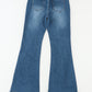 Blue High Waist Seam Stitching Pocket Flare Jeans