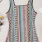 Green Western Geo Printed Square Neck Tank Top