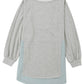 Sage Splicing Raw Hem High Low Oversized Blouse