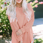 Coral Pink Splicing Raw Hem High Low Oversized Blouse