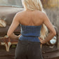 Sail Blue Vintage Bow Front Smocked Back Denim Tube Top