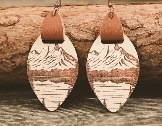 Leather mountain earrings