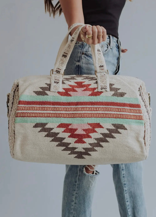Cream and Rose Aztec Duffel
