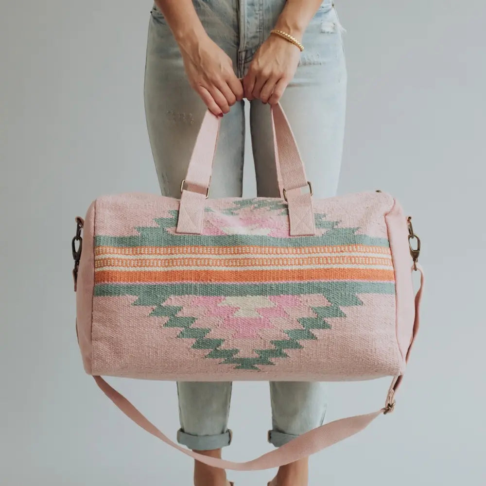 Pink, Orange & Slate Aztec Duffel