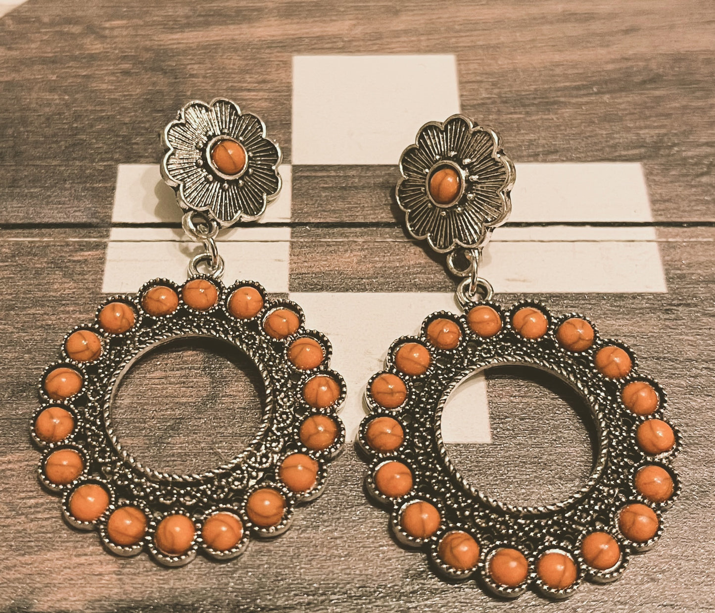 Orange Daisy Earrings