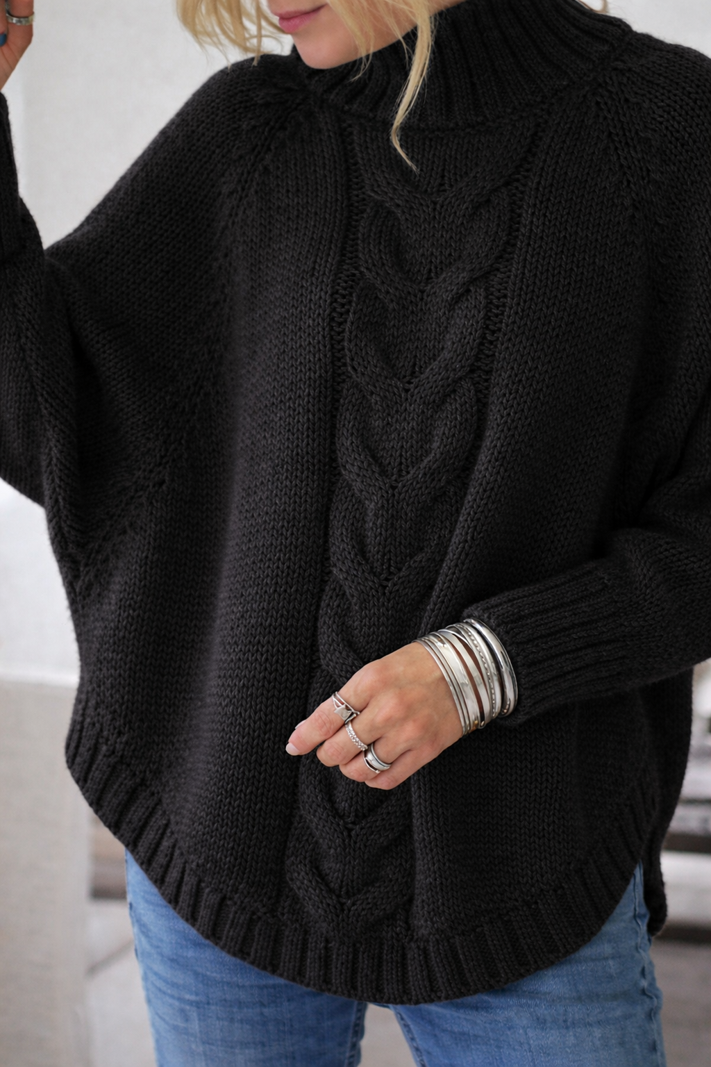 Full Size Cable-Knit Long Sleeve Sweater Plus Size
