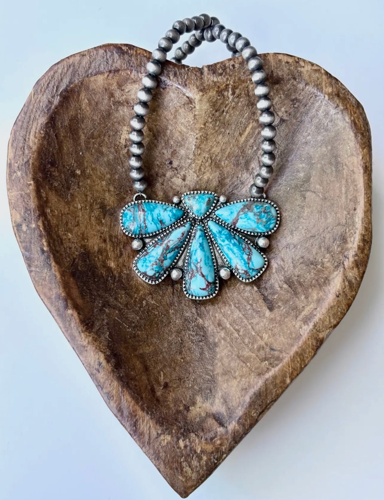 Blue Handstone Blooming Petal Necklace