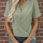 Eyelet Notched Short Sleeve Top