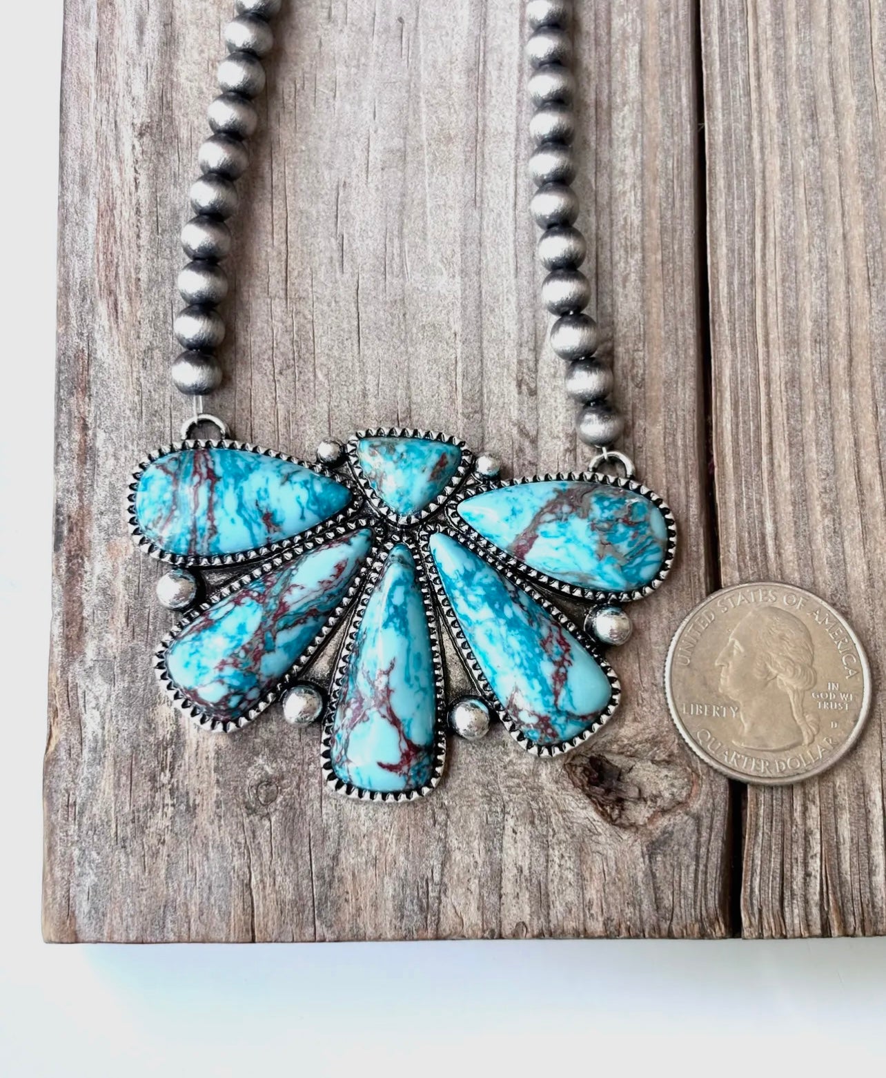 Blue Handstone Blooming Petal Necklace