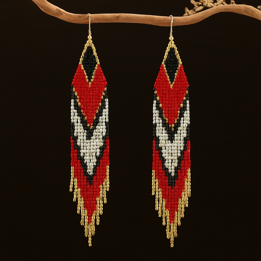 Red Radiance Beaded Earrings
