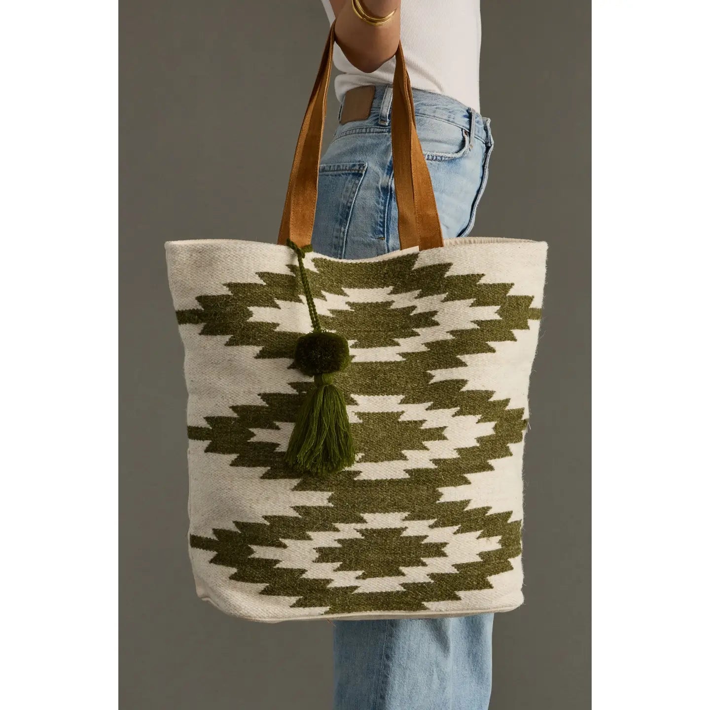 Cream & Olive Boho Tote