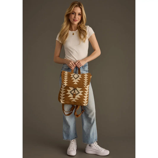 Camel, Cream & Gray Aztec Backpack