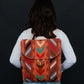 Orange & Multicolored Aztec Backpack