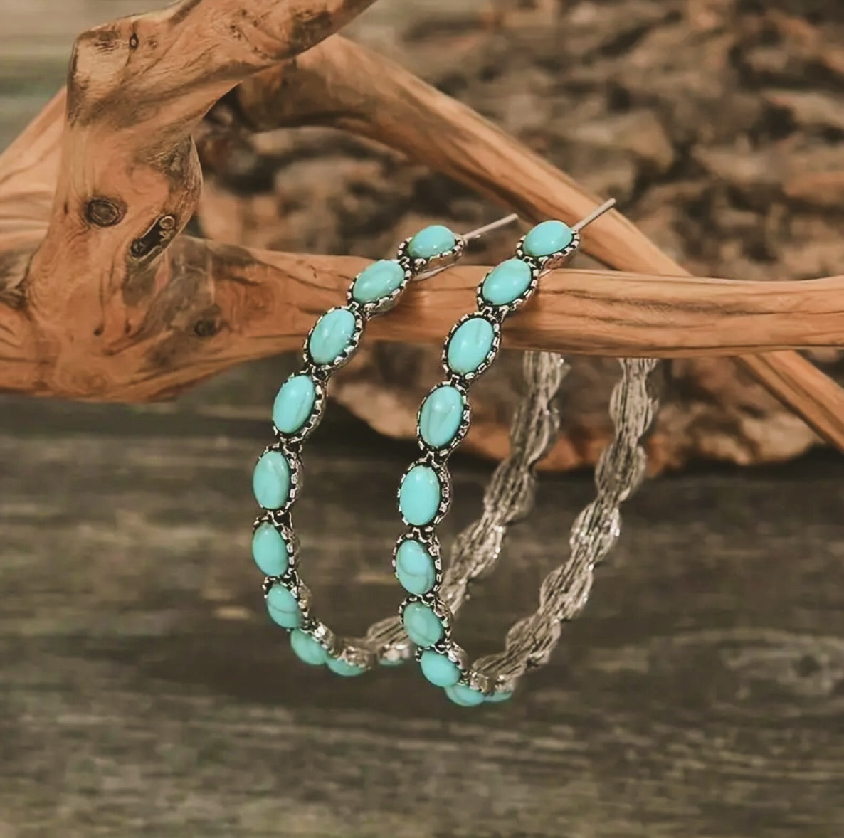 Turquoise hoop earrings