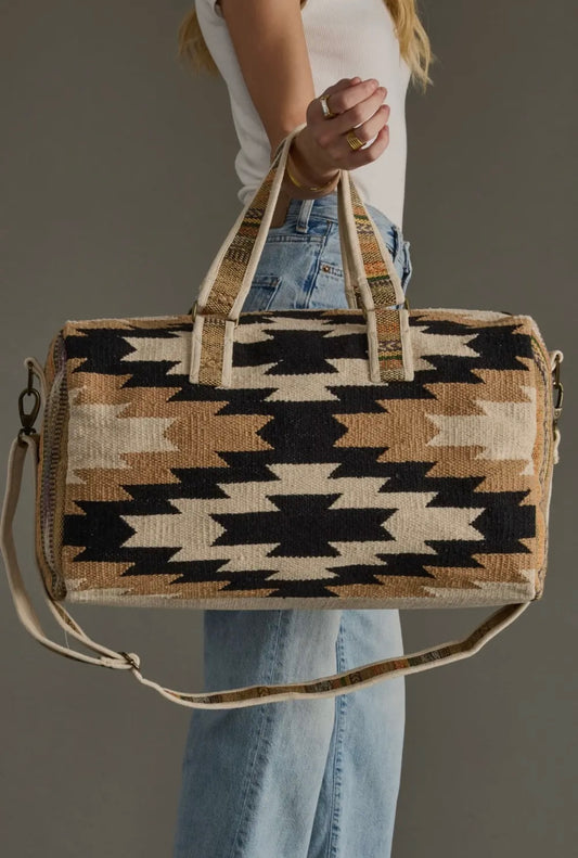 Cream, Black & Tan Western Duffel