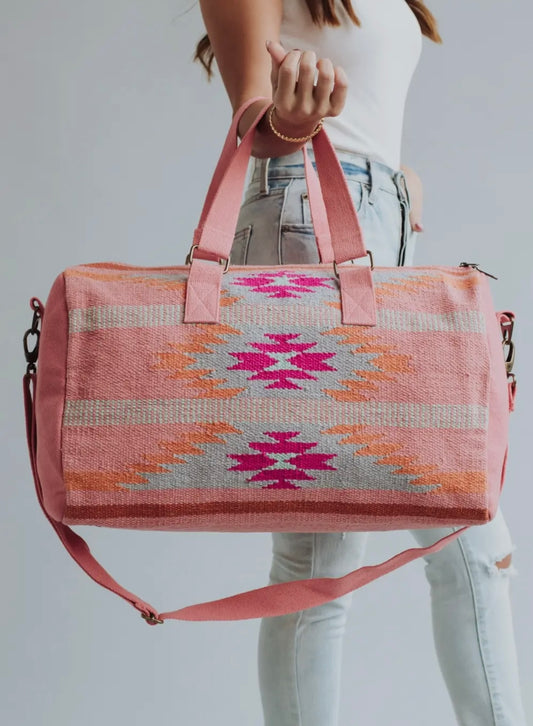 Luxury Pink Aztec Duffel Bag
