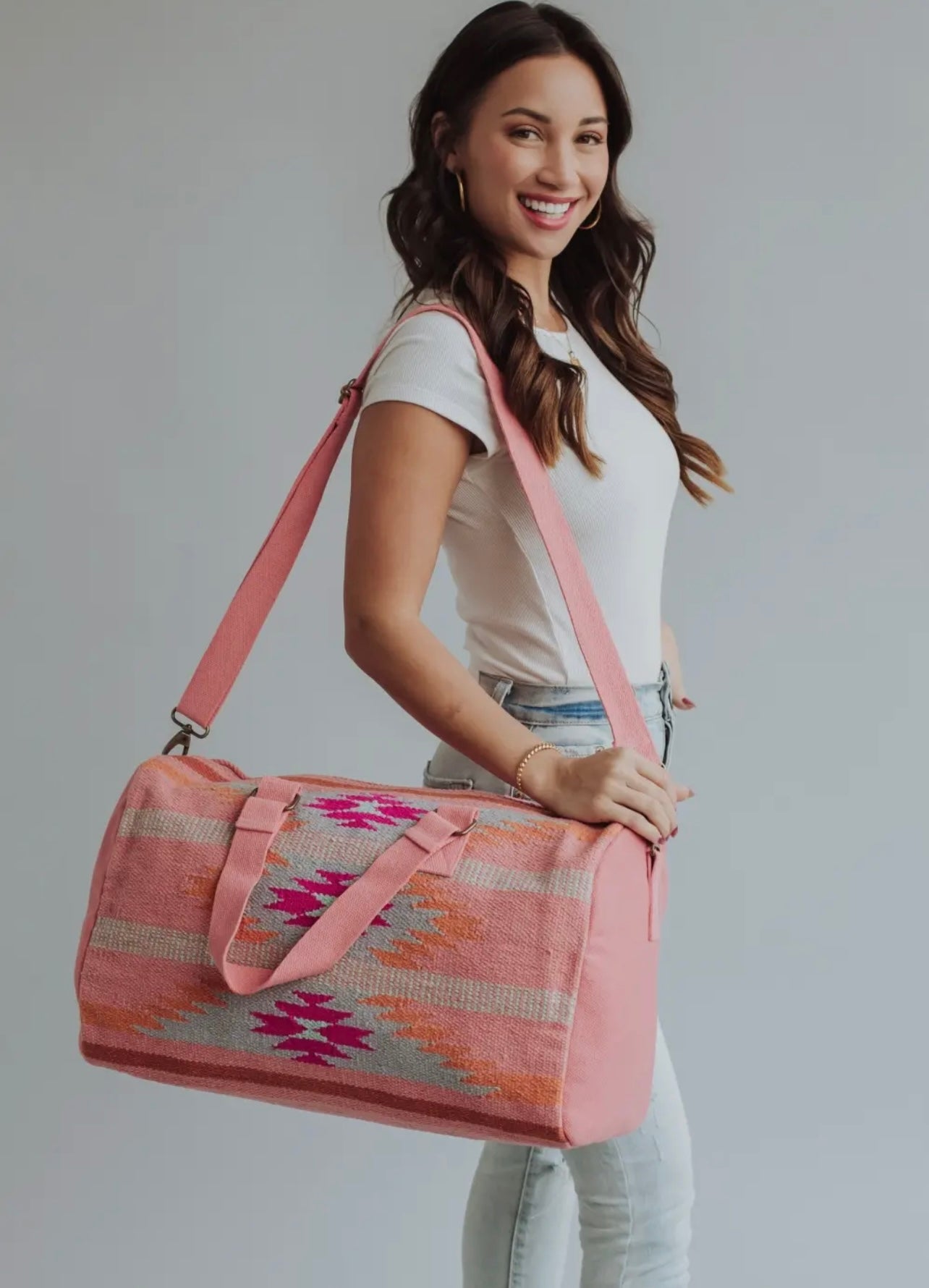 Luxury Pink Aztec Duffel Bag