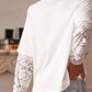 White Lace Long Sleeve Insert Drop Shoulder Tee
