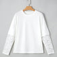 White Lace Long Sleeve Insert Drop Shoulder Tee