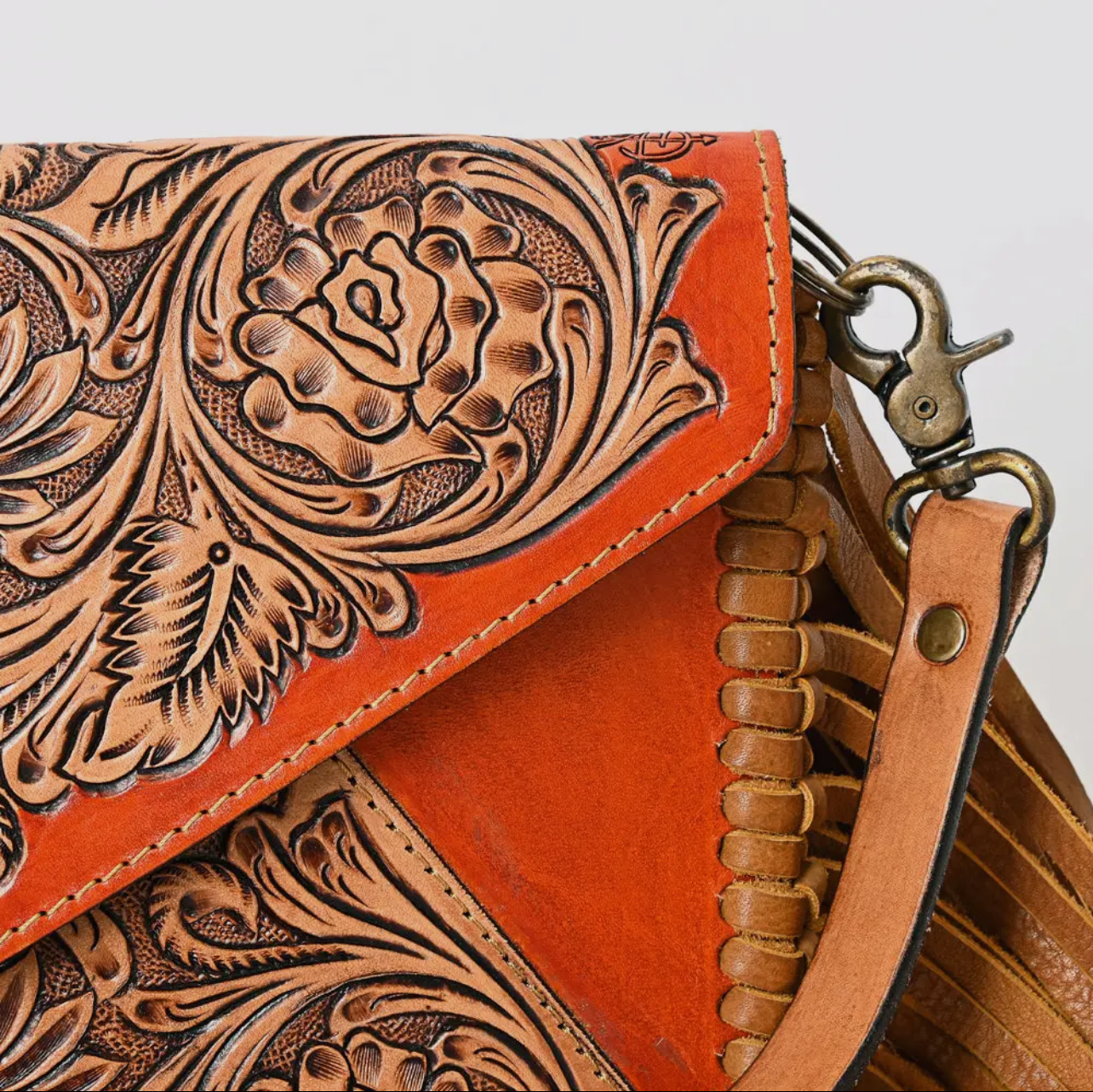 Burnt Orange Genuine Leather Luxury Western Purse